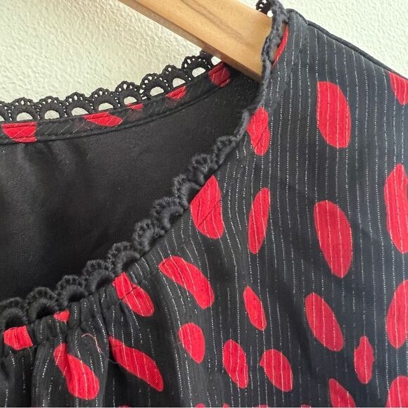 LIZ CLAIBORNE Career Size XXL Red Black Metallic 3/4 Sleeve top Lined EUC - Picture 12 of 12